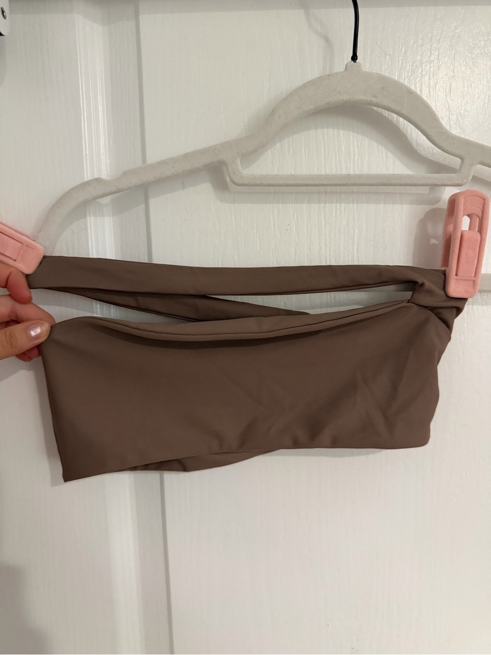 Jade Swim Taupe Twist Bandeau Bikini Top